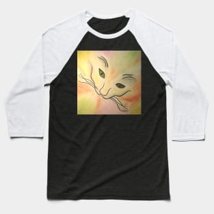 Colorful Abstract Cat Face Baseball T-Shirt